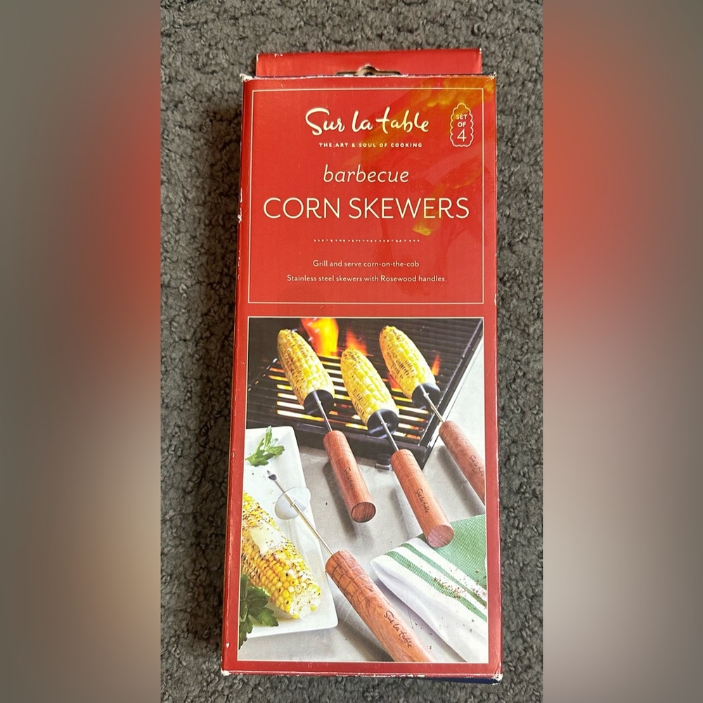 Sur La Table Barbecue Corn Skewers Stainless Steel Wood Handle